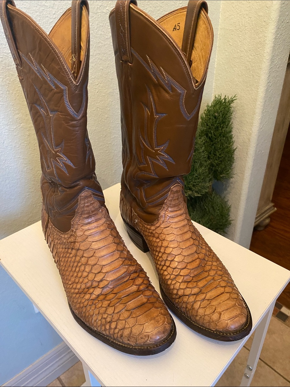 Tony Lama Brown python snake Cowboy Boots size 10